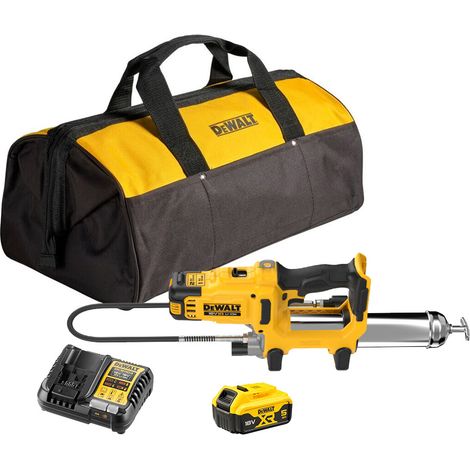 DeWalt DCGG581P1-GB 18V XR Cordless 2-Speed Grease Gun with 18Inch Bag - 1x 5Ah Battery & Charger (1/4)
