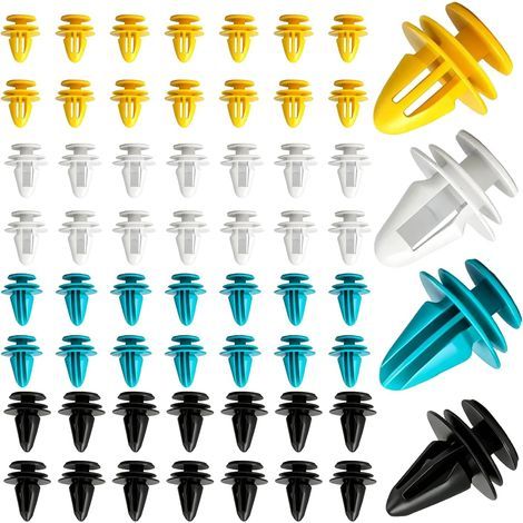 60 Pièces Clips de Fixation Voiture en Plastique, Clips de Garniture Porte et Carrosserie, Agrafes Plastique Carrosserie en 4 Tailles (8–10 mm), Convient à la Plupart des Véhicules (1/5)