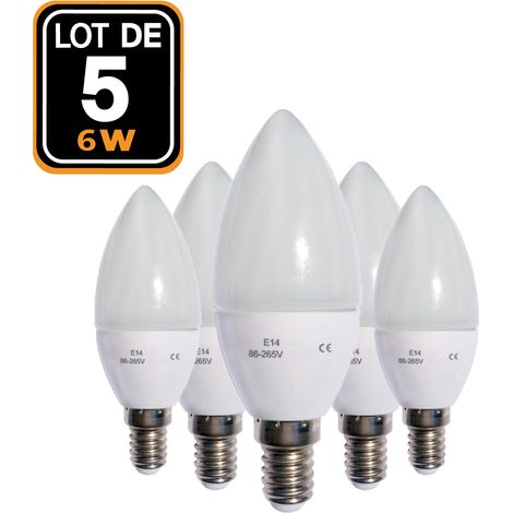 5 LED-Lampen mit Flamme E14 6W 6000K Hohe Helligkeit (1/2)
