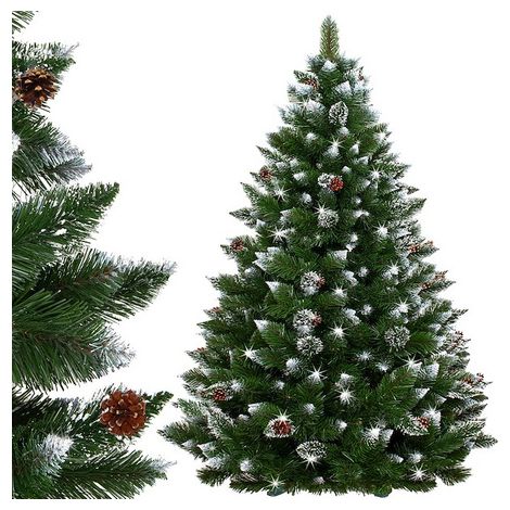 SPRINGOS: Albero di Natale di alta qualità simil pino estremità innevate 180 cm effetto invernale con pigne vere (1/5)