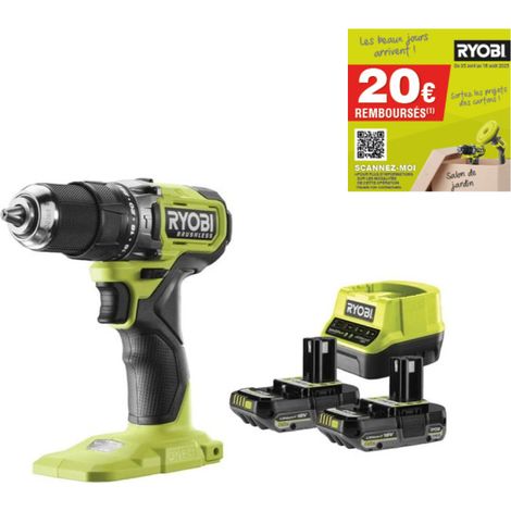 Perceuse à percussion Brushless 18V RYOBI - 54 Nm - 2 Batteries 2,0Ah - Chargeur - RPD18BL1-2C20S (1/5)