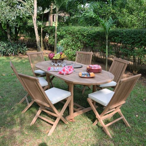 Salon de jardin en teck massif Manille, 6 places (1/5)