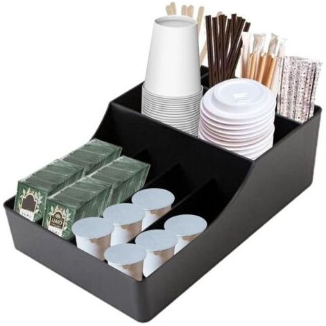 Un organizzatore professionale per una caffetteria, un multi-vano per il caffè, 9 vani, funzionale e facile da pulire, per bicchieri, cannucce, tovaglioli, zucchero (30 x 20 x 10 cm) (1/5)