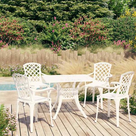 Ensemble de bistro 5 pcs-Salon de jardin bistro Aluminium coulé Blanc 530794 (1/5)
