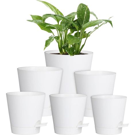 6er Set Selbstbewässernde Blumentöpfe in Weiß, 12.7-20.3cm, Pflanzentopf mit (1/5)