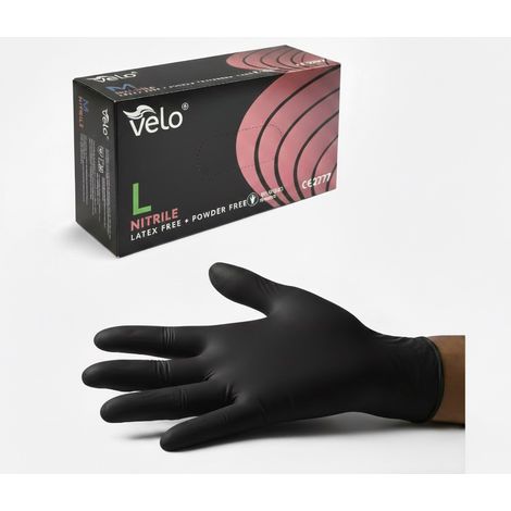 Velo neri L - 100 pezzi Guanti diagnostici in nitrile senza polvere, confezione da 100 (1/3)