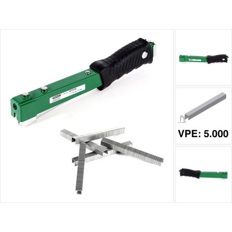 Prebena HFPF09 Agrafeuse manuelle pour agrafes type PF de 6 - 9 mm + Agrafes Prebena PF09CNK type PF 9mm - 5000 pièces - en acier galvanisé (1/5)