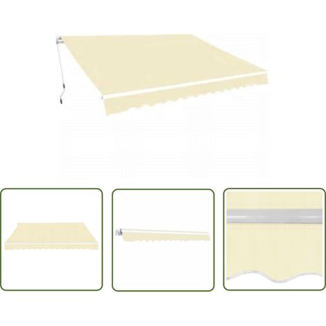 The Living Store Auvent pliable manuel 600 cm Crème - Store Exterieur - Auvent Pliable - Abri Soleil - Pergola Murale - Protection Solaire (1/5)