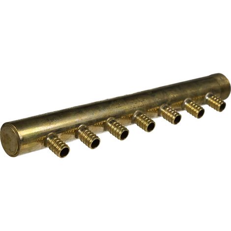 Collecteur 3/4" (20/27) Mâle-Bouchonné 7 piquages à glissement pour tube PER diamètre 12 compris 7 bagues de 12 (1/5)