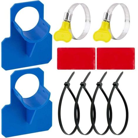 2pcs Support de Tuyau Piscine Soutien de Tuyaux d'eau de 30 à 38 mm Fixation de Tuyau + 4pcs Serre Cables + 2pcs Colle Outils de Tuyaux Jardin et Accessoires de Piscine +2pcs Colliers de Serrage