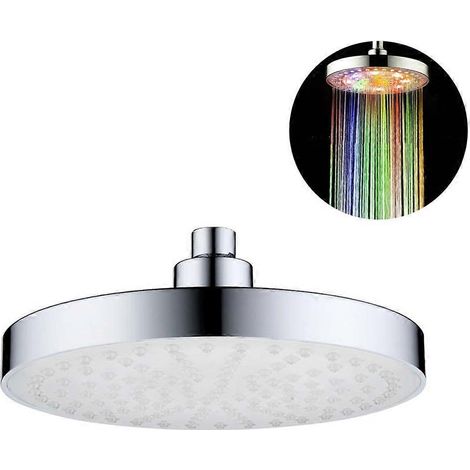Pommeau de douche LED multicolore à effet pluie, pommeau cascade, pommeau rond/carré de 20 cm (8 pouces), contrôle de la température
