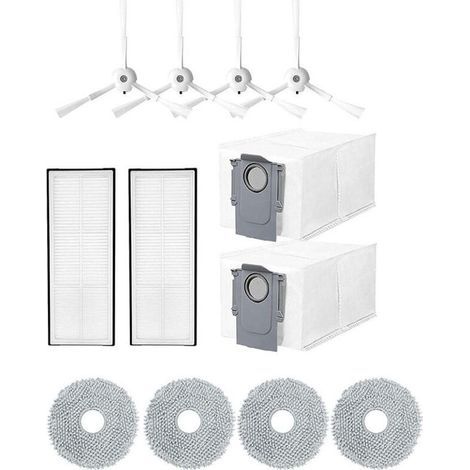 12-piece accessory set for the Roborock Q Revo/P10 robotic vacuum cleaner, spare parts including 4 cloths, 2 dust bags, 4 side brushes and 2 filters, vacuum cleaner accessory set (1/4)