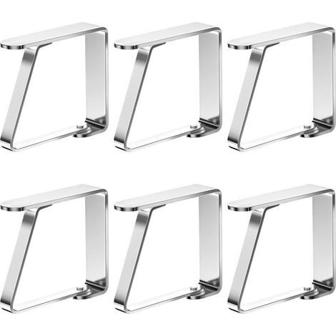 6 pièces Grandes Pince Nappe Inoxydable, Attache Nappe Flexibles et Mobiles, Pinces Nappe de Table Exterieur pour 0-5.5 cm Table de Jardin, Table à Manger familiale de Restaurant (Argent) (1/4)