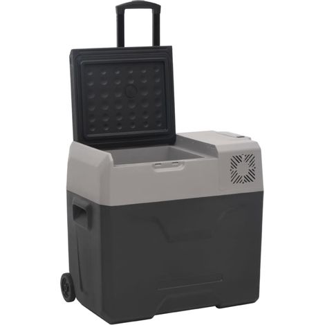 Glacière électrique à compresseur portable 50 L à roulettes pour voiture camping noir et gris (1/5)