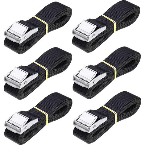 Sangles d'arrimage, sangles courtes, avec verrouillage par pince, lot de 6, 1 m, sangle de tension réglable, pour vélo, moto, bagages, voiture (6, 1 m) (1/5)