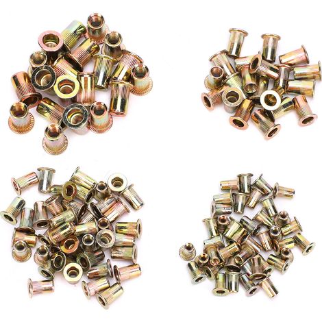 Ensemble de 240 écrous à sertir M3, M4, M5 et M6, finition zinc coloré, accessoires de quincaillerie pour rivetage rapide (1/5)