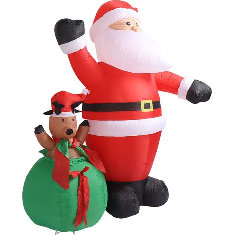 Décor de Noël Gonflable 1,9m Père Noël et Cerf IP44 Imperméable avec LED et Ventilateur pour Jardin, Fête, Prise UE 220-240V (1/5)