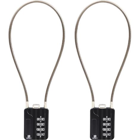 Zahlenschloss mit 30cm Kabel, 4-stellig, 3mm Stahlseil, 2 Stück
