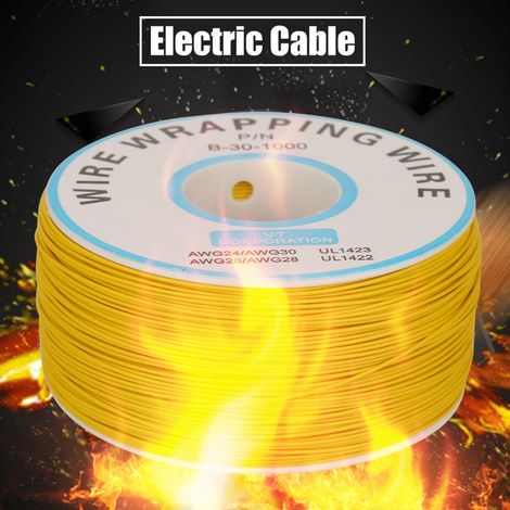 1 rouleau de fil de cuivre monobrin 30AWG, diamètre du noyau 0,25 mm (jaune) (1/5)