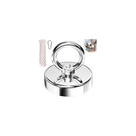 Aimant de pêche 55 mm – Force de traction 100 kg – Corde de 4 mm x 10 m – Acier inoxydable pour récupération d'objets en rivière (1/4)