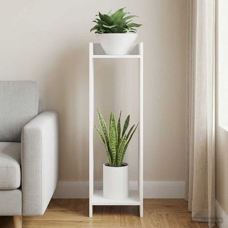 vidaXL Supporto per piante con lo scaffale Bianco 30 x 30 x 100