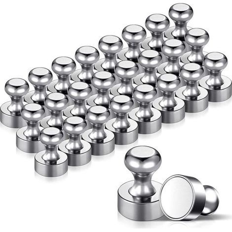 24PCS Aimant Puissant, Magnet Métalliques Aimant Puissant 12x16mm - Aimants en Acier Inoxydable Aimants Frigo pour Tableau D'affichage, Réfrigérateur etc. - avec Boîte de Rangement-Muntra (1/4)