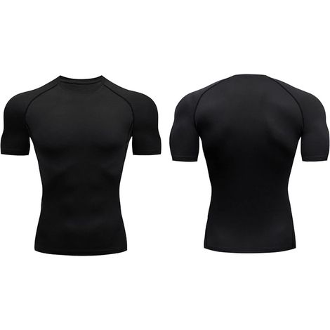 Kompressionsshirts für Herren, schnelltrocknende Kurzarm-Trainingsshirts für Leichtathleten (L) (1/5)