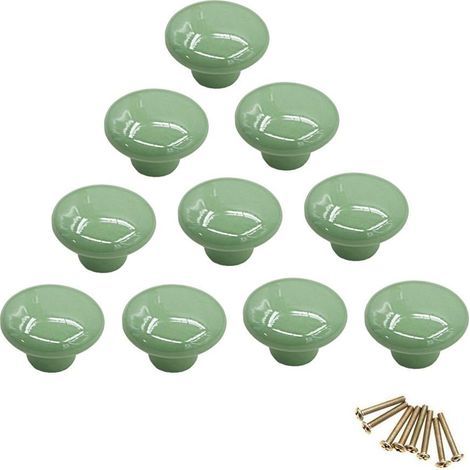 Lot de 10 boutons de placard ronds colorés en céramique à trou unique pour tiroir, placard, commode, porte (1/5)