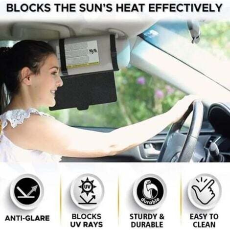 Extension de Pare-Soleil de Voiture. Extension Paresoleil Voiture. Anti-Reflets de Visière Opaque.Anti Eblouissement und Protection UV pour Siège Conducteur ou Passager Avant (1/4)