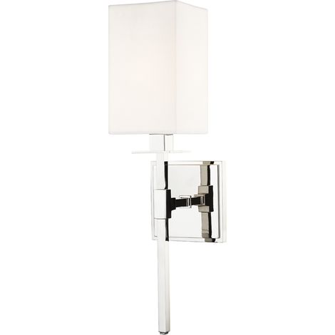 Hudson Valley Taunton Applique murale à 1 ampoule, nickel poli avec abat-jour blanc cassé