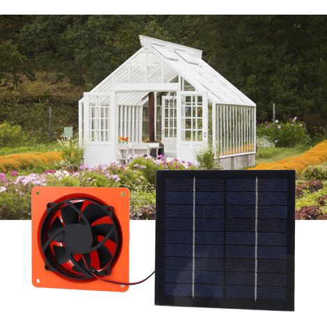 Ventilador extractor solar con panel monocristalino de 20 W y 5 V y protector de boquilla para invernadero, autocaravana y barco. (1/5)