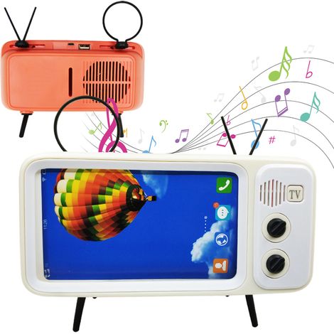 Support téléphone rétro TV, support mural et pied avec haut-parleur Bluetooth pour smartphone 4,7-6,2 pouces, support de téléphone (1/5)