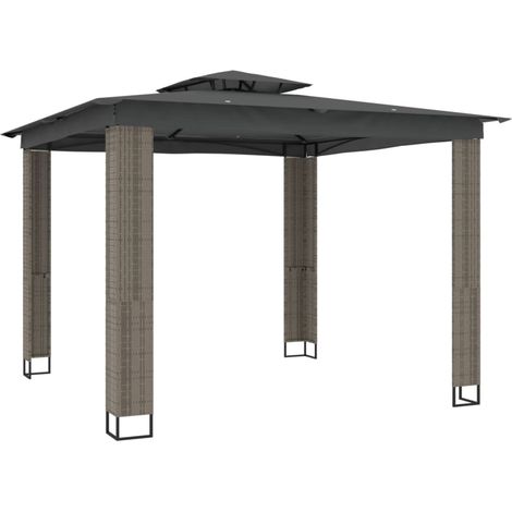 Tonnelle de jardin，Tonnelle à double toit anthracite 2,94x2,94 m acier CFW310778 (1/5)
