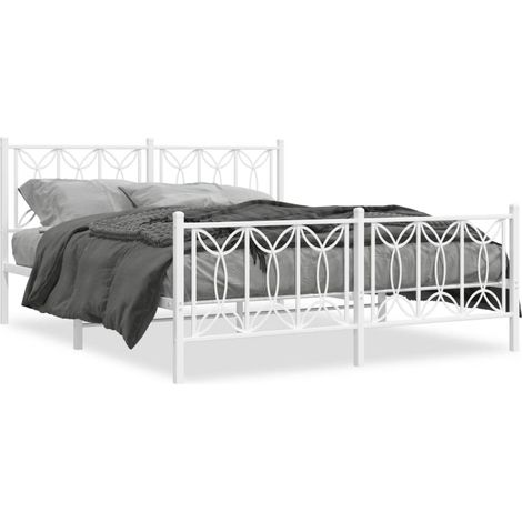 Maison Exclusive - Cadre de lit métal sans matelas et pied de lit blanc 150x200 cm (1/5)