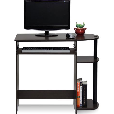Bureau d'Ordinateur, Bois, Brun Noir, Taille Unique, Marron Foncé, One Size (1/5)