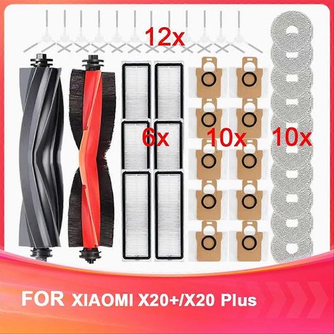 Balai latéral principal, filtre HEPA, chiffon de lavage et sac à poussière pour robot aspirateur - lot de pièces de rechange, accessoires d'entretien, kit de remplacement complet. (1/5)