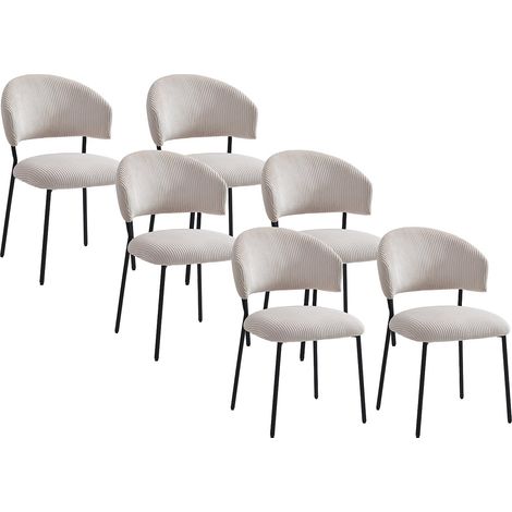 Sedia in Velluto coste e Metallo Nero Beige  - Lotto di 6 - ALAYIS