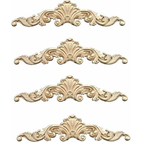 4 piezas de molduras decorativas de madera tallada ornamental, apliques de madera tallada larga para esquinas de muebles, molduras decorativas para puertas de casa, decoración de cama, molduras decora