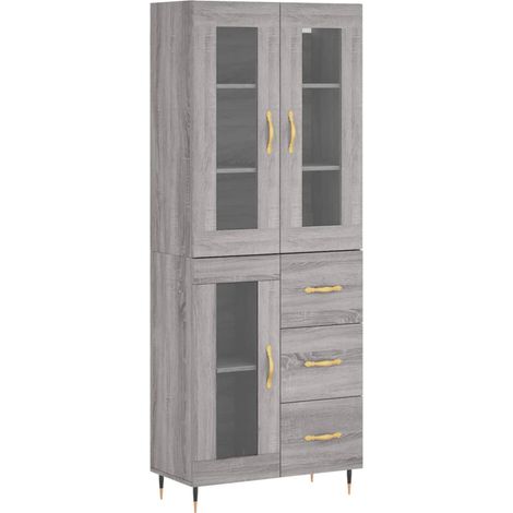 Maison Exclusive - Credenza Grigio Sonoma 69,5x34x180 cm in Legno Multistrato