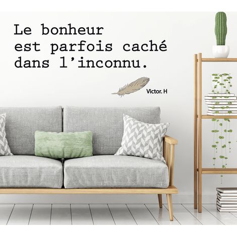 Sticker Autocollant Citation Victor Hugo 68x24cm: Bonheur Caché dans l'Inconnu - Décoration Murale Intérieure