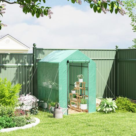 Serre de jardin PE étagère 2 niveaux. serre de balcon. bâche renforcée 140 g/m². châssis en acier. 186x120x190cm. vert (1/5)