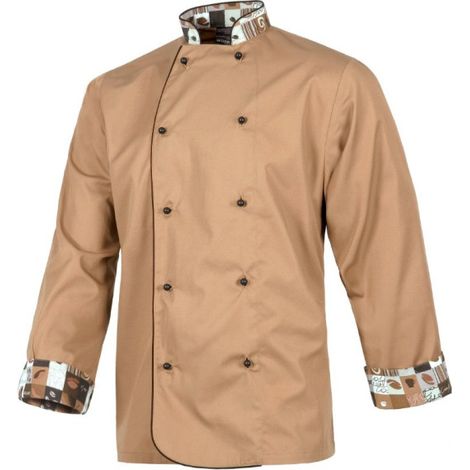 Chaquetilla de cocina unisex combinada con botones de seguridad WORKTEAM B9209 S Beige (1/3)