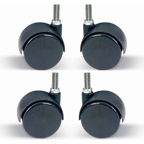 Trade Shop - Set 4 Stücke Schwenkräder 360 Grad 50mm für Bürostuhlhaus Schwarze Farbe -