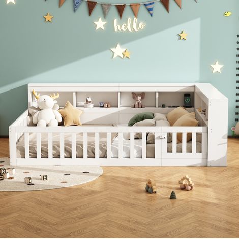 Letto divano 140x190 cm in MDF bianco con contenitore e USB, salvaspazio, senza materasso – MEUBLIV (1/5)