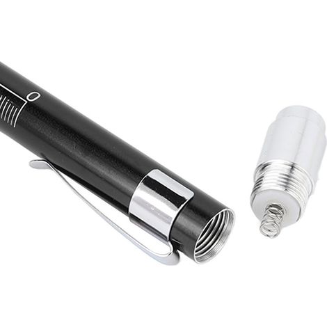 Stylo lumineux LED blanc éclairage creux tête aluminium médical pour gorge noir (1/5)