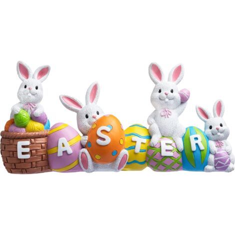 [Cadeaux de Pâques]Décoration de Table Joyeuses Pâques Figurine de Lapin et œuf de Pâques Décoration de Centre de Table pour la Saison de Pâques, Décoration de Table pour la Maison et Le Bureau. (1/5)