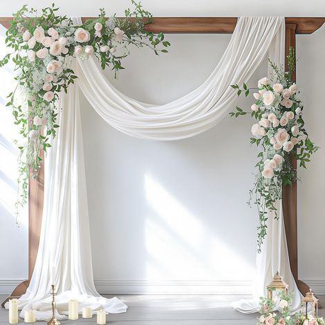 Rideau Voilage Drapé Chiffon pour Arche de Mariage et Fêtes Blanc 75x600 cm (1/5)