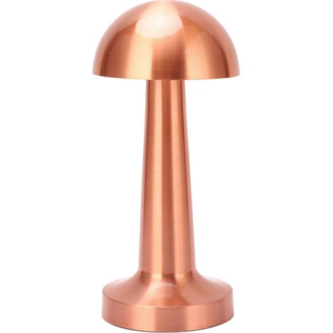 Lampe de table champignon sans fil, rechargeable par USB, 3 couleurs, intensité réglable, en métal, jolie lampe de chevet pour enfants, idéale pour l'allaitement ou la chambre d'enfant, couleur or ros (1/5)
