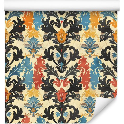 Barocke Damasttapete in Braun und Beige für Wohn- und Schlafzimmer, 50 x 1000 cm (1/5)