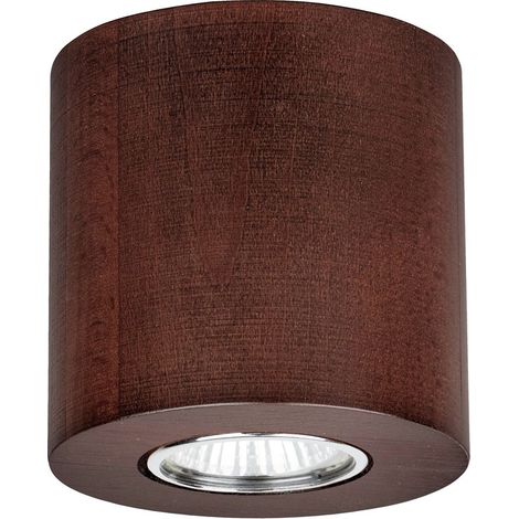 Plafonnier en Hêtre teinté Noyer Design Cylindre pour 1 Ampoule WOODDREAM (1/2)